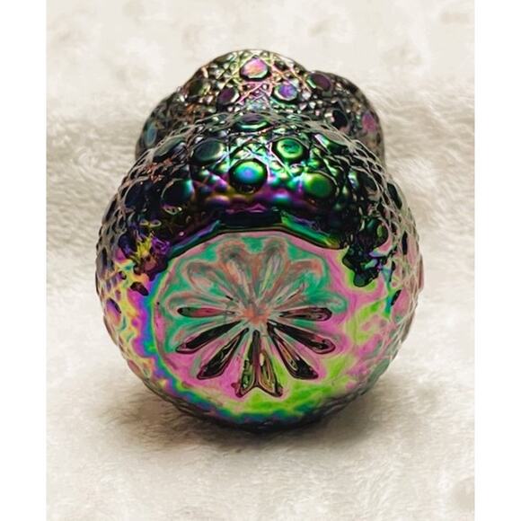 Vintage Hansen Amethyst Daisy & Button Carnival Glass Toothpick Holder-EXCELLENT - Picture 5 of 6